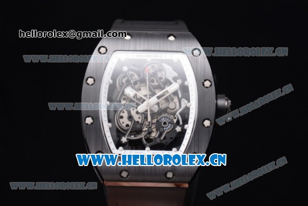 Richard Mille RM 055 Miyota 9015 Automatic PVD Case with Skeleton Dial Dot Markers and Black Rubber Strap - Click Image to Close